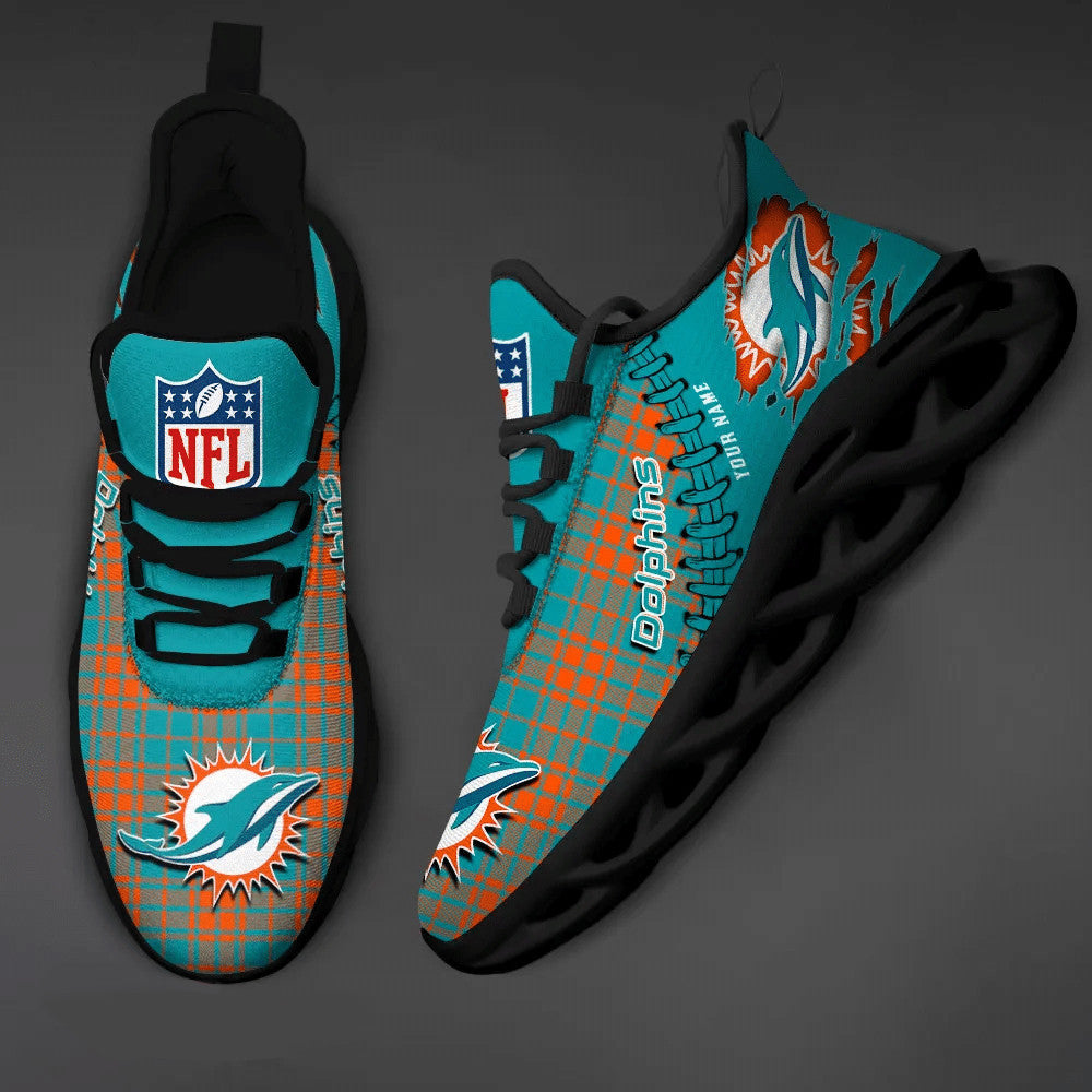 Ideafootwear Miami Dolphins NFL Max Soul Shoes Sneakers For Men And Women