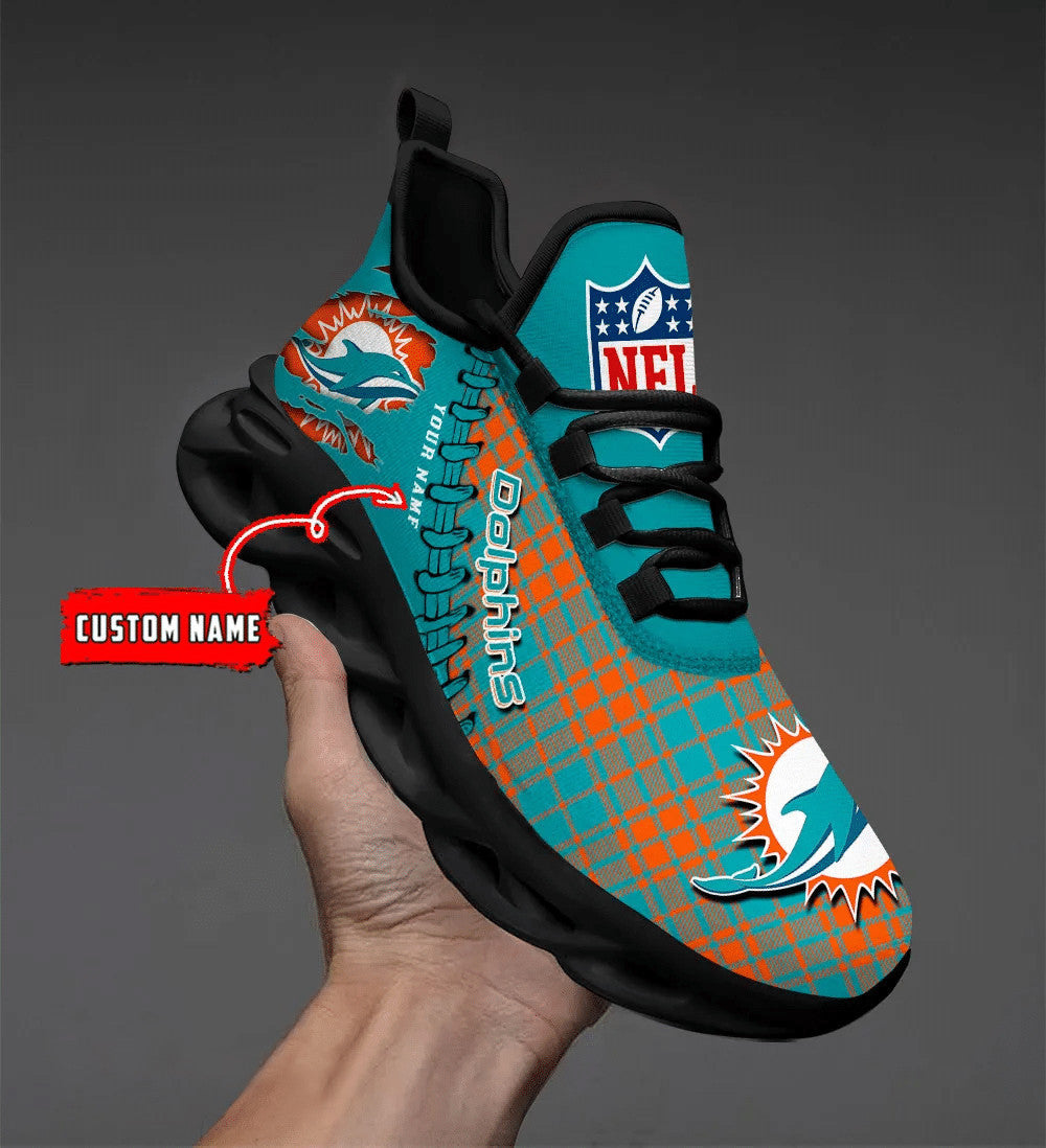 Ideafootwear Miami Dolphins NFL Max Soul Shoes Sneakers For Men And Women