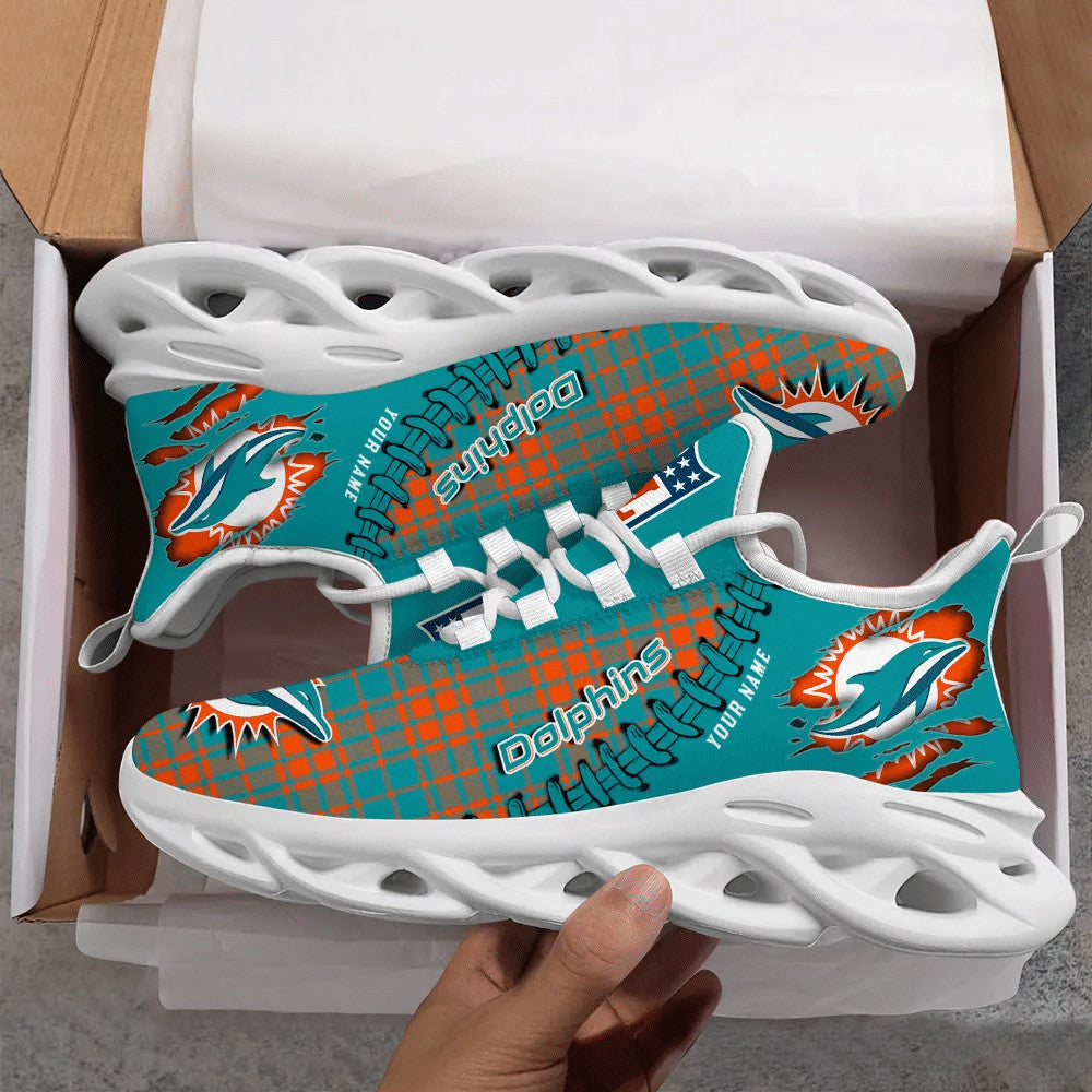 Ideafootwear Miami Dolphins NFL Max Soul Shoes Sneakers For Men And Women