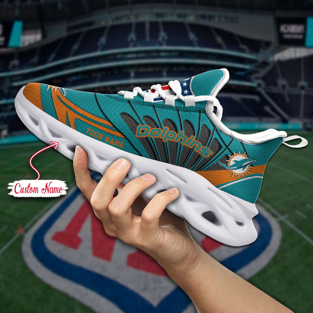 Ideafootwear Miami Dolphins NFL Max Soul Shoes Sneakers For Men And Women
