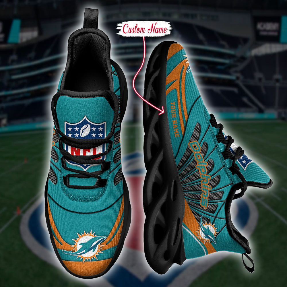 Ideafootwear Miami Dolphins NFL Max Soul Shoes Sneakers For Men And Women