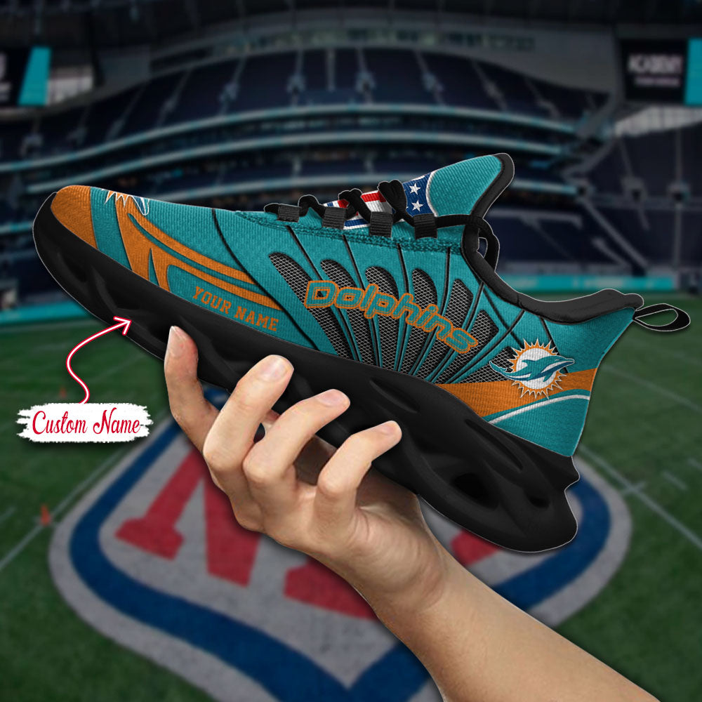Ideafootwear Miami Dolphins NFL Max Soul Shoes Sneakers For Men And Women