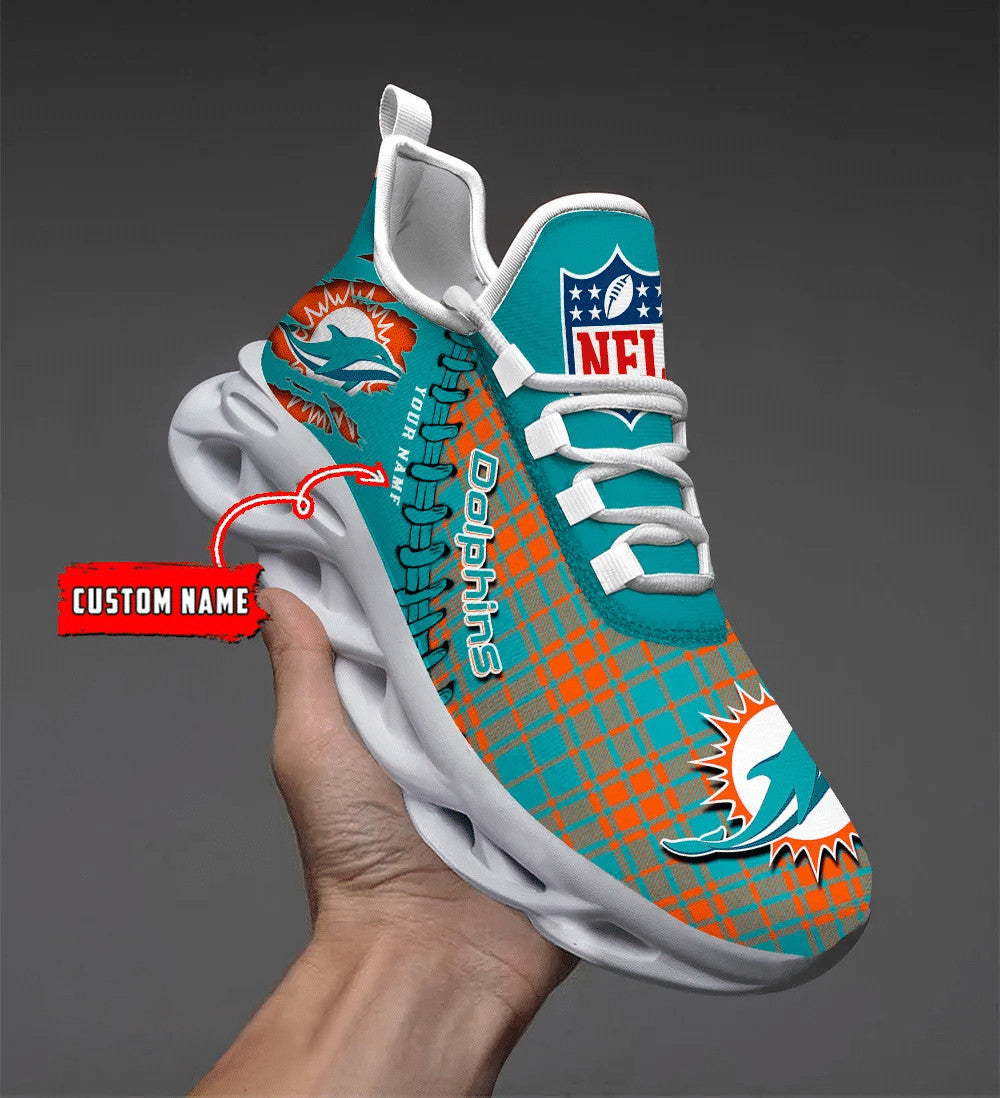 Ideafootwear Miami Dolphins NFL Max Soul Shoes Sneakers For Men And Women