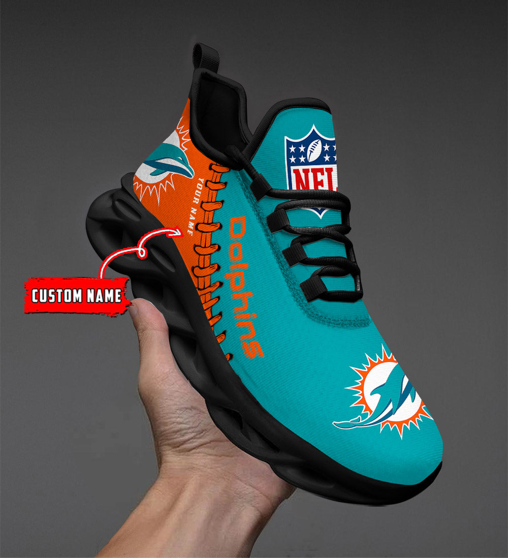 Ideafootwear Miami Dolphins NFL Max Soul Shoes Sneakers For Men And Women
