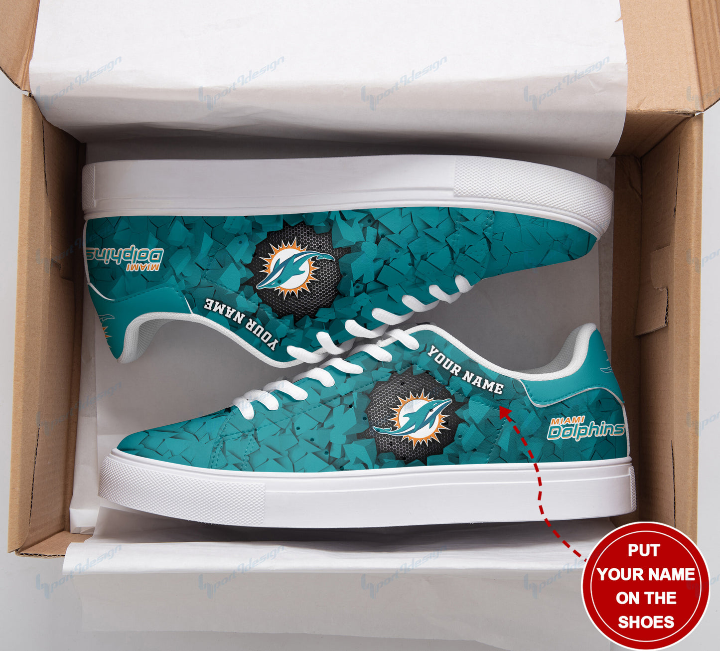Ideafootwear Miami Dolphins Skate Stan Shoes Sneakes For Men And Women