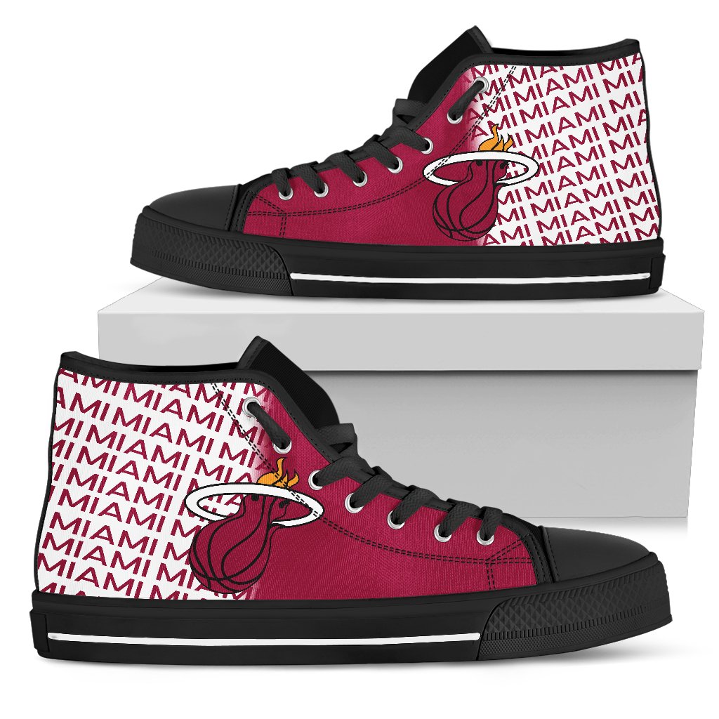 Ideafootwear Miami Heat High Top Canvas Sneakers Shoes For Men And Women
