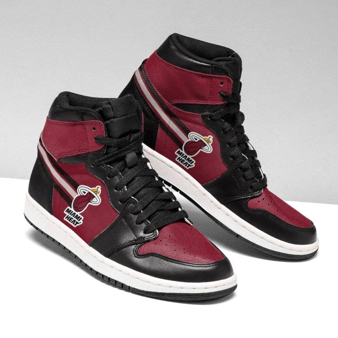 Ideafootwear Miami Heat NBA AJ1 High Sneakers Shoes For Men And Women