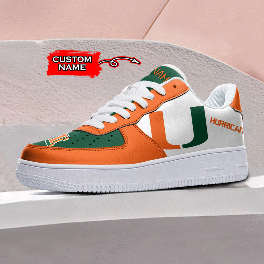 Ideafootwear Miami Hurricanes NCAA Air Low-Top Sneakers Shoes For Men And Women