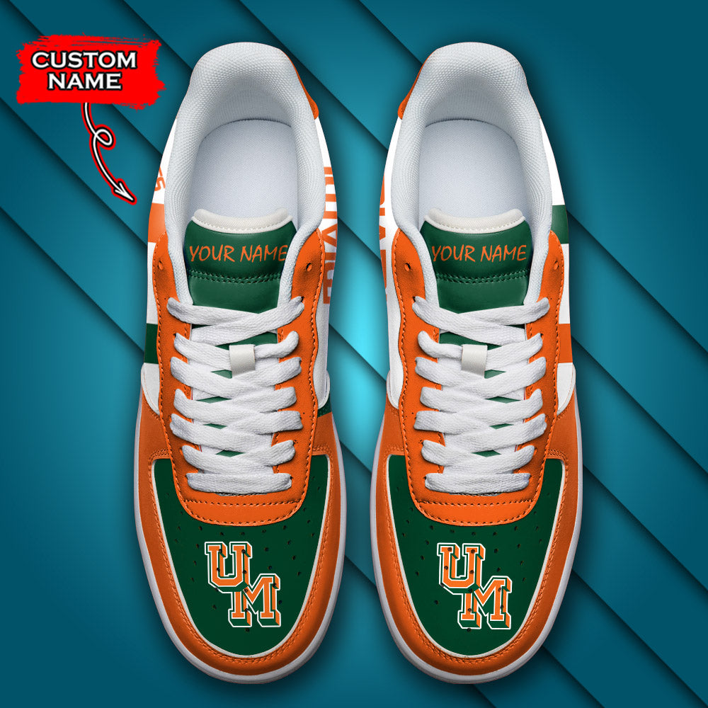 Ideafootwear Miami Hurricanes NCAA Air Low-Top Sneakers Shoes For Men And Women