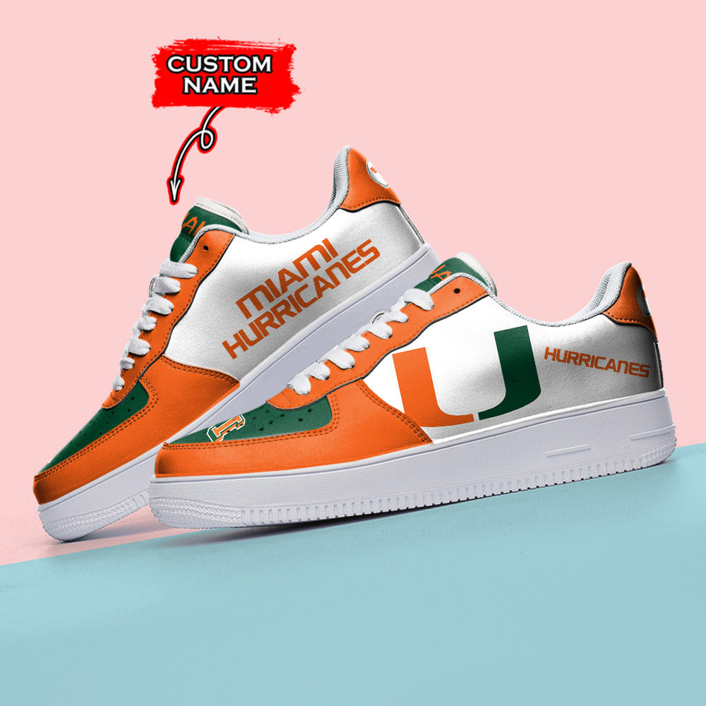 Ideafootwear Miami Hurricanes NCAA Air Low-Top Sneakers Shoes For Men And Women