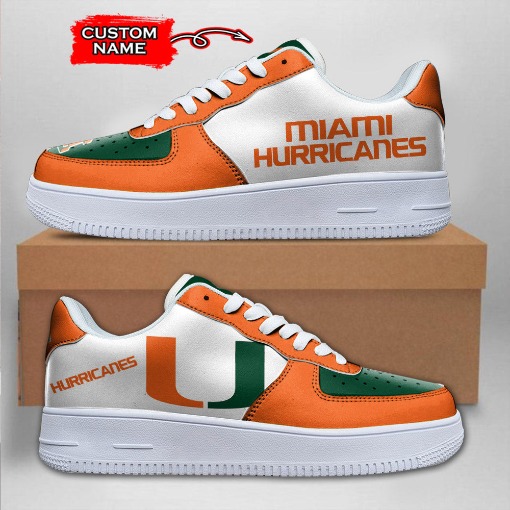 Ideafootwear Miami Hurricanes NCAA Air Low-Top Sneakers Shoes For Men And Women