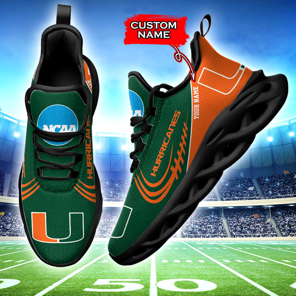 Ideafootwear Miami Hurricanes NCAA Max Soul Shoes Sneakers For Men And Women