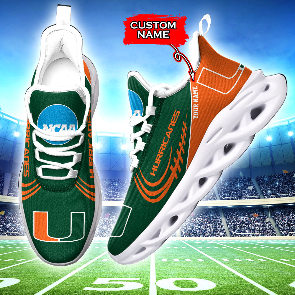Ideafootwear Miami Hurricanes NCAA Max Soul Shoes Sneakers For Men And Women