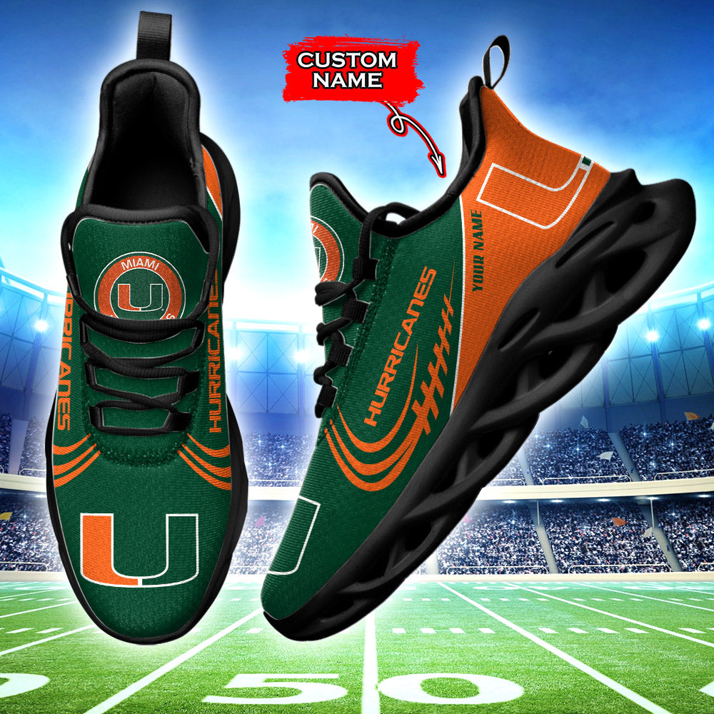 Ideafootwear Miami Hurricanes NCAA Max Soul Shoes Sneakers For Men And Women