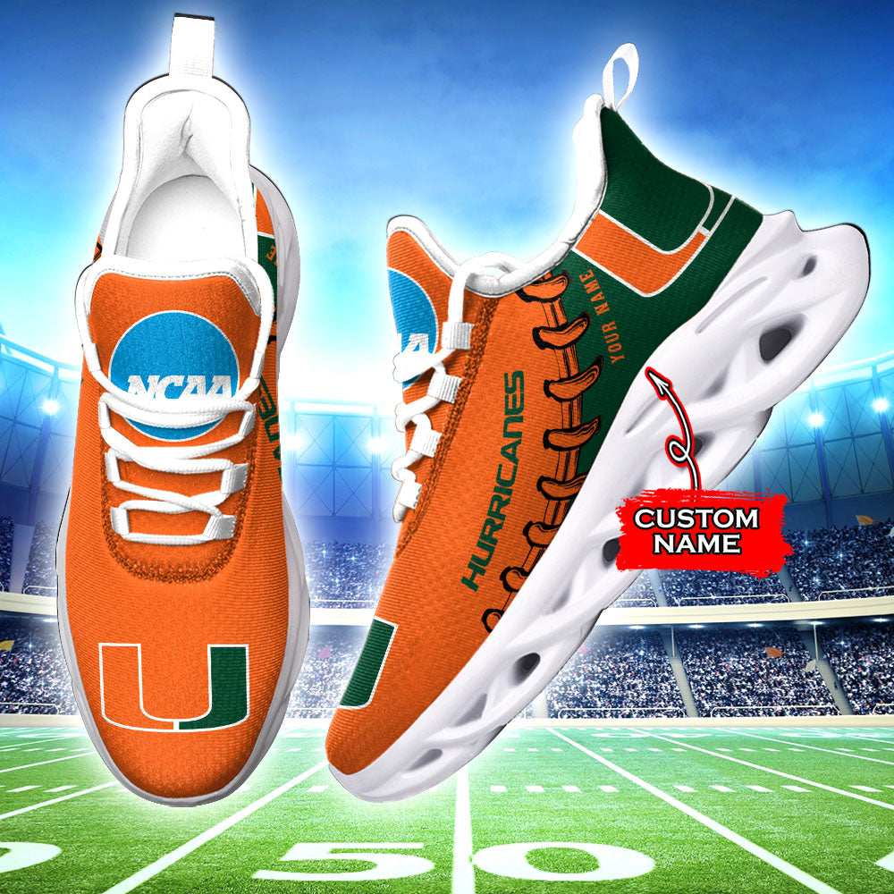 Ideafootwear Miami Hurricanes NCAA Max Soul Shoes Sneakers For Men And Women