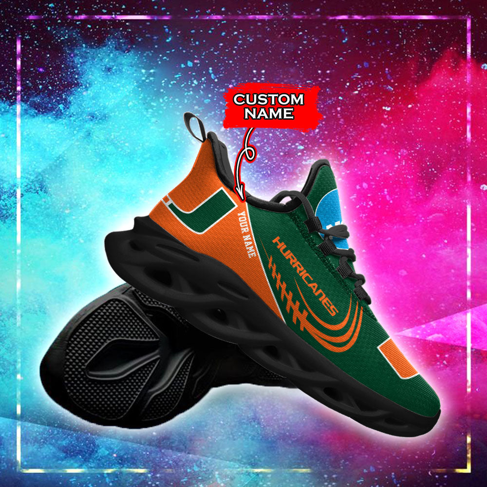 Ideafootwear Miami Hurricanes NCAA Max Soul Shoes Sneakers For Men And Women