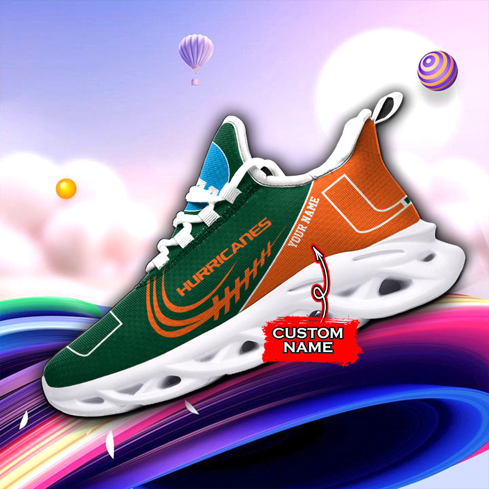 Ideafootwear Miami Hurricanes NCAA Max Soul Shoes Sneakers For Men And Women