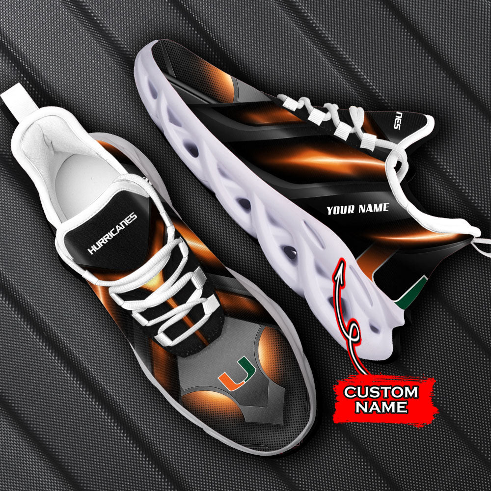 Ideafootwear Miami Hurricanes NCAA Max Soul Shoes Sneakers For Men And Women