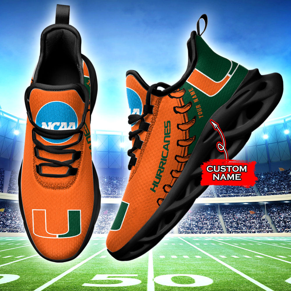 Ideafootwear Miami Hurricanes NCAA Max Soul Shoes Sneakers For Men And Women