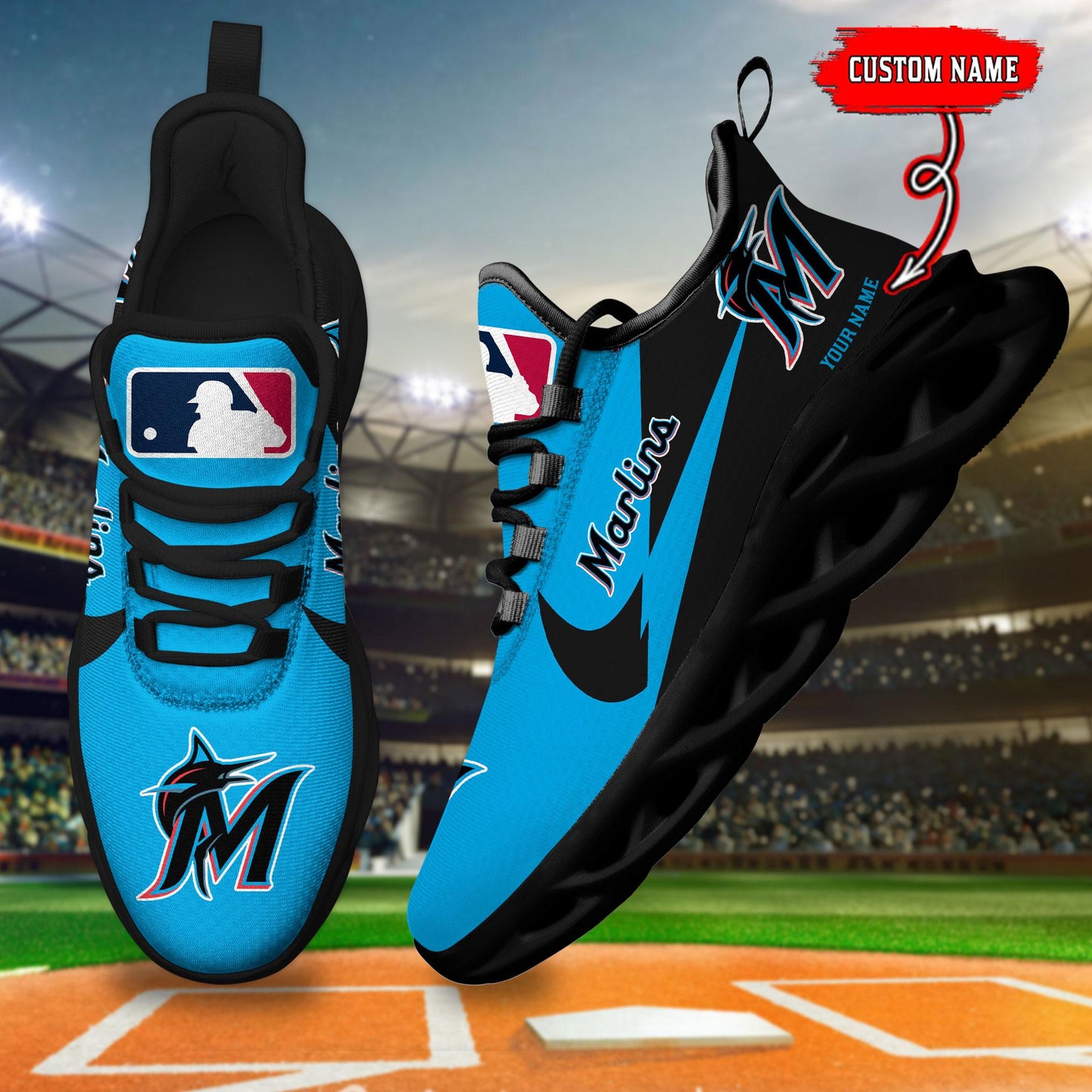 Ideafootwear Miami Marlins Max Soul Shoes Sneakers For Men And Women