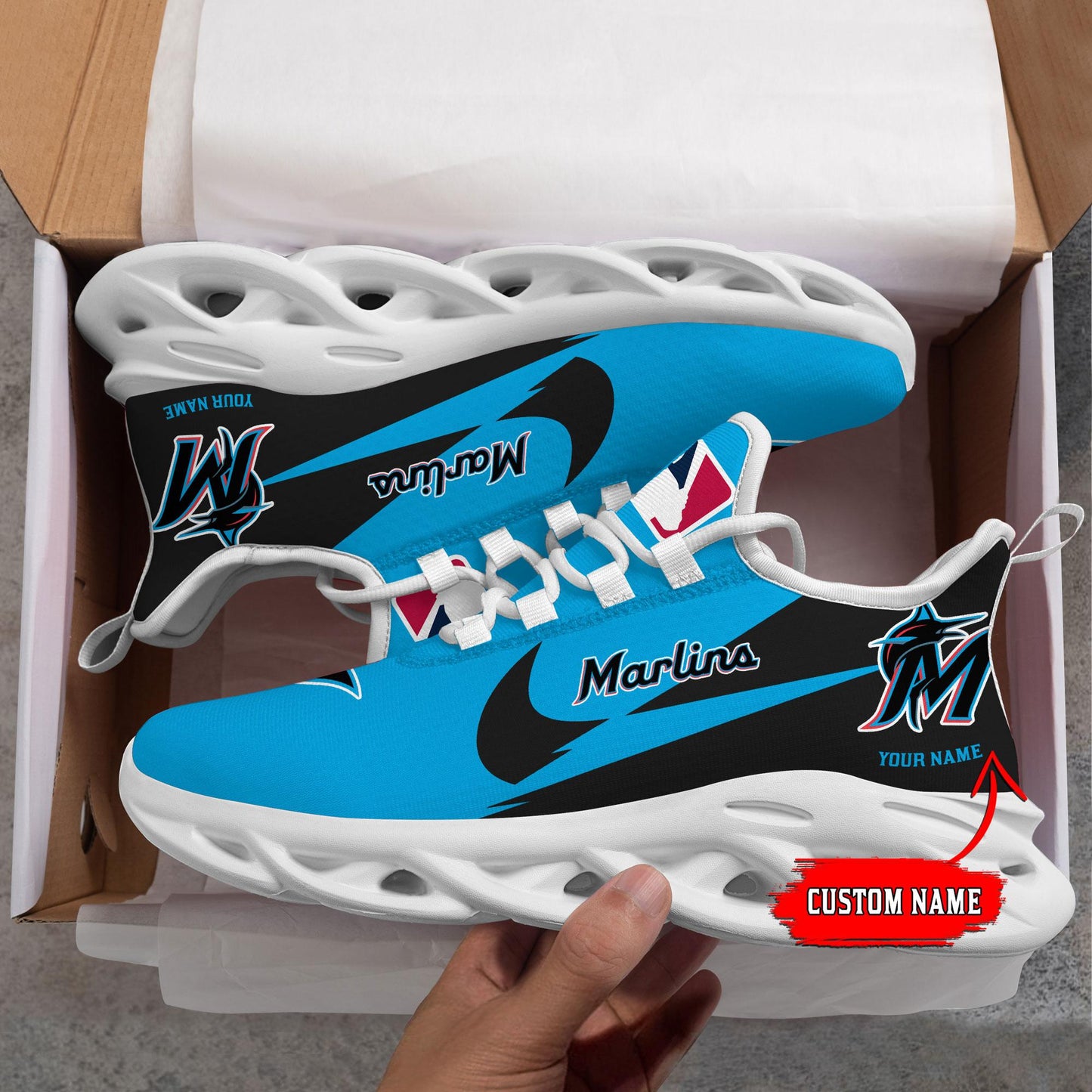Ideafootwear Miami Marlins Max Soul Shoes Sneakers For Men And Women