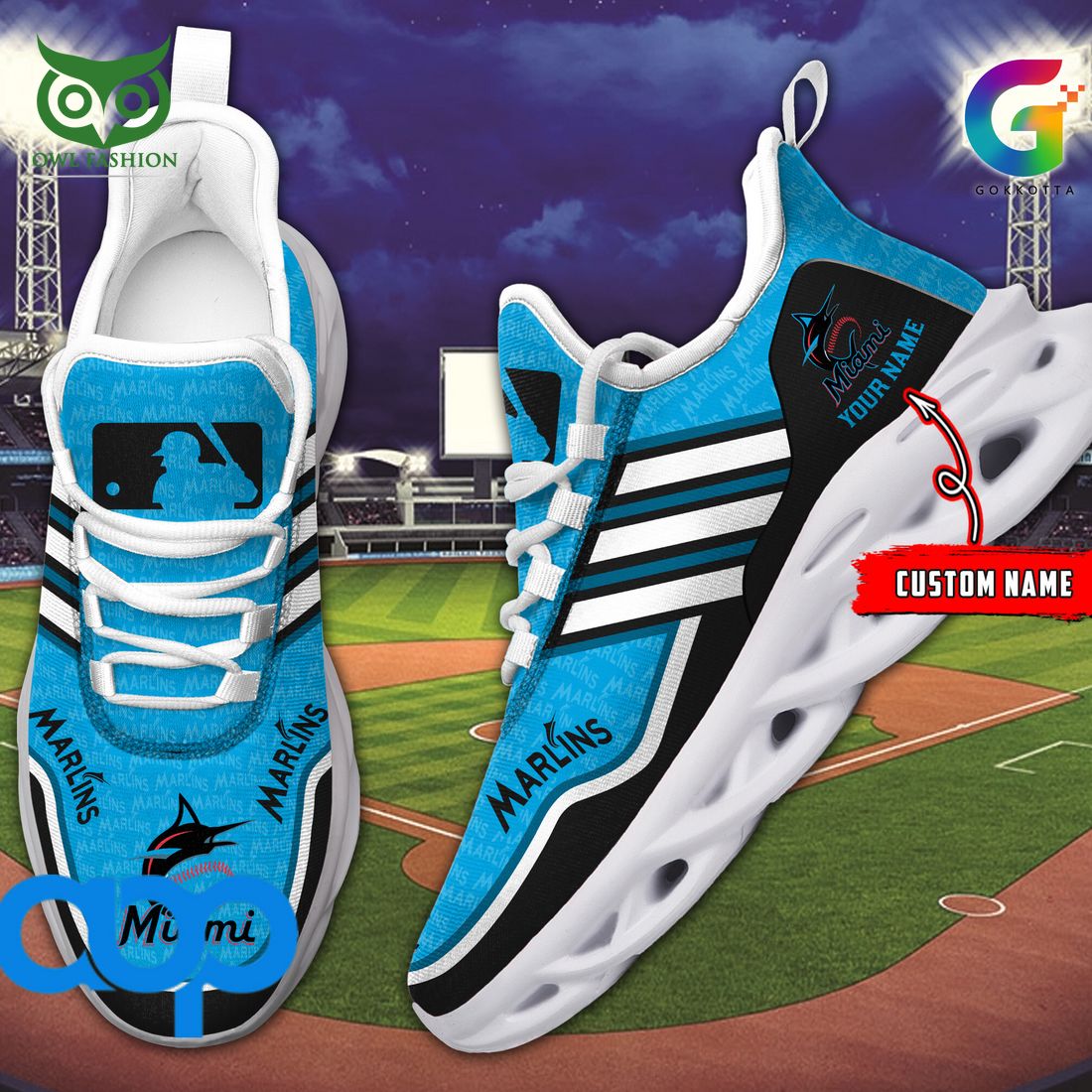 Ideafootwear Miami Marlins Max Soul Shoes Sneakers For Men And Women