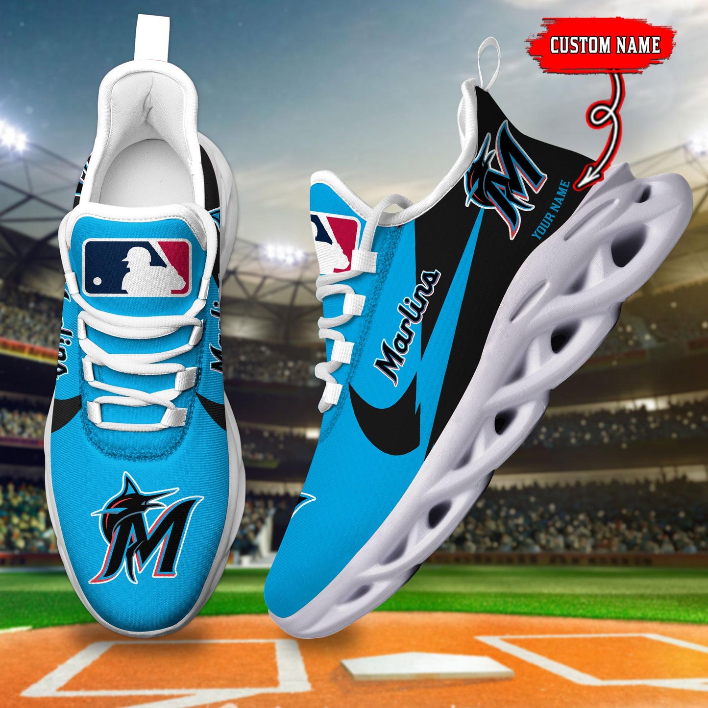 Ideafootwear Miami Marlins Max Soul Shoes Sneakers For Men And Women