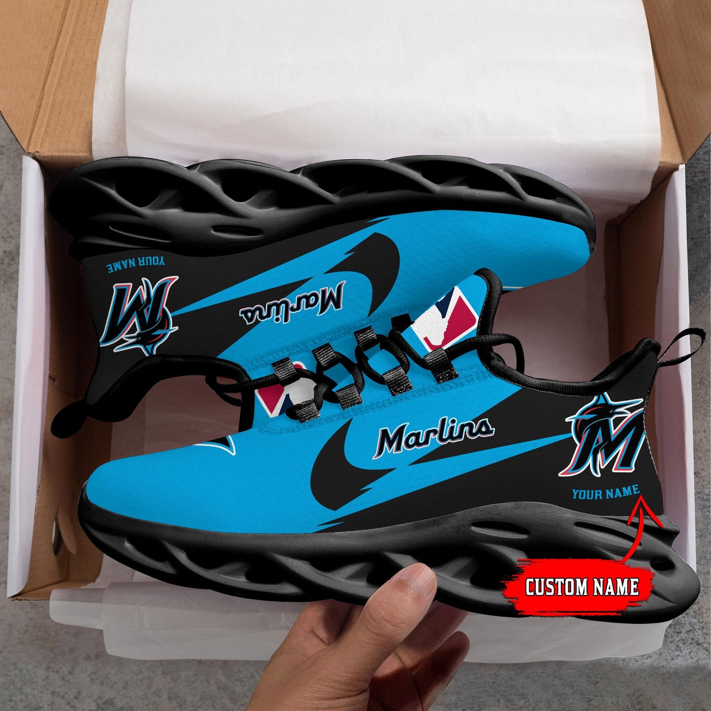 Ideafootwear Miami Marlins Max Soul Shoes Sneakers For Men And Women