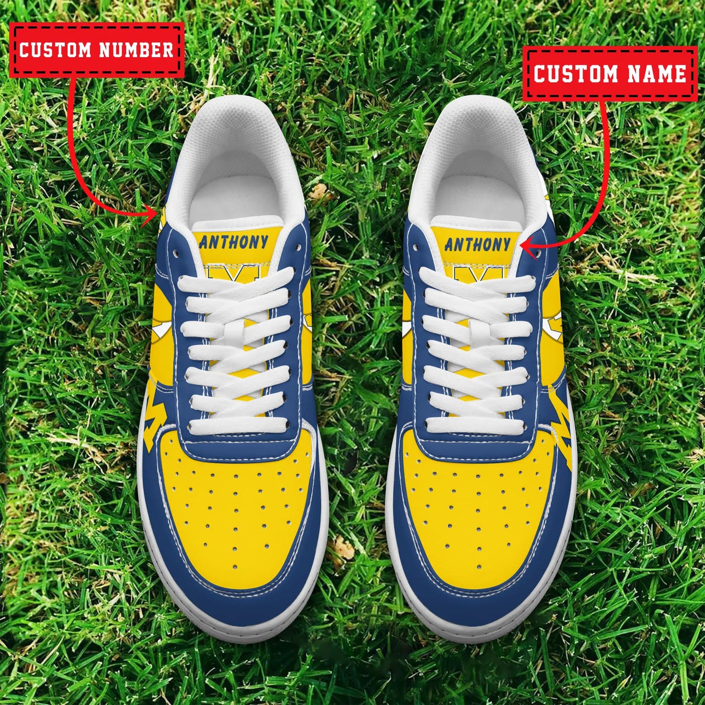 Ideafootwear Michigan Wolverines NCAA Air Low-Top Sneakers Shoes For Men And Women