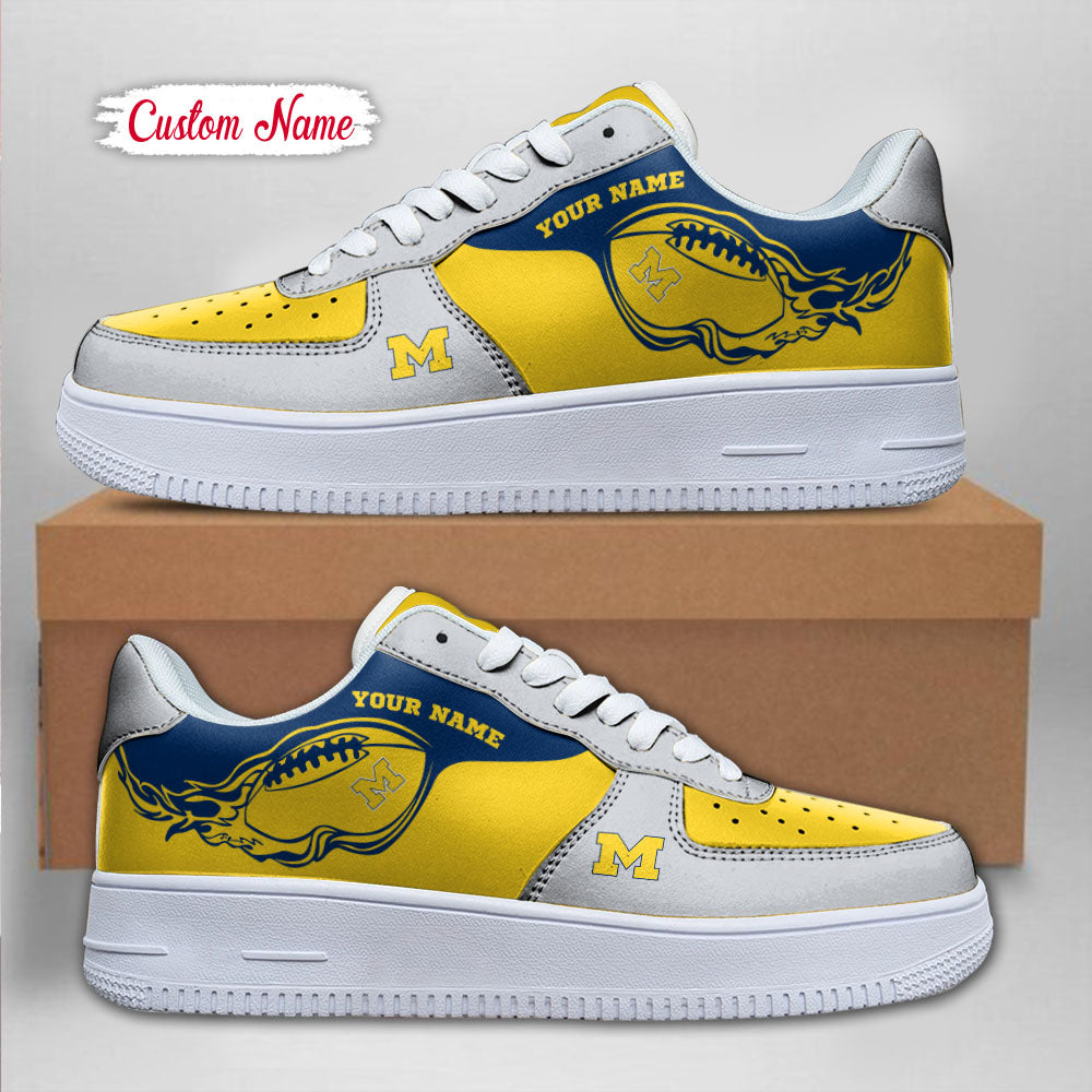 Ideafootwear Michigan Wolverines NCAA Air Low-Top Sneakers Shoes For Men And Women