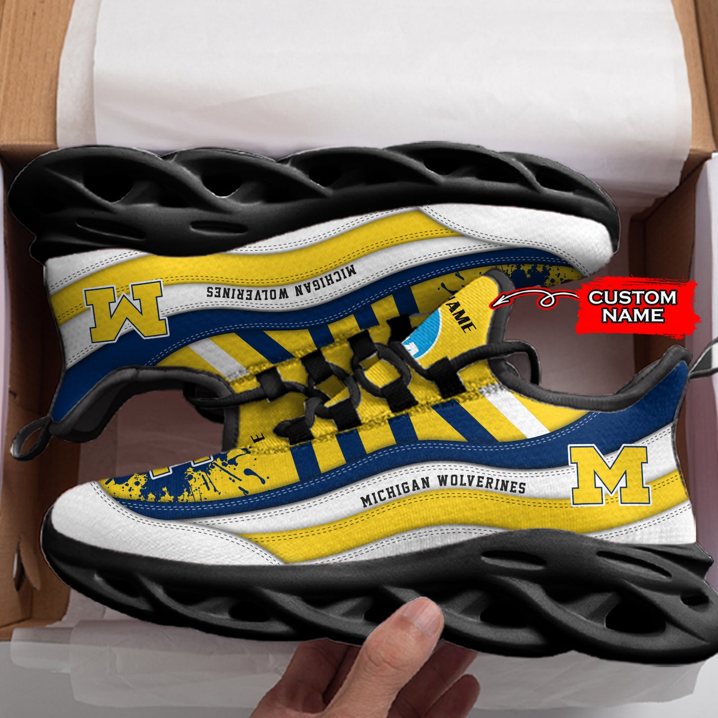 Ideafootwear Michigan Wolverines NCAA Max Soul Shoes Sneakers For Men And Women