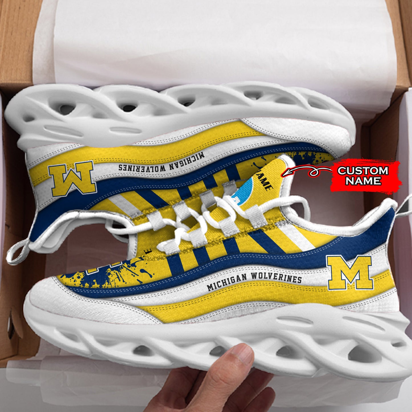 Ideafootwear Michigan Wolverines NCAA Max Soul Shoes Sneakers For Men And Women
