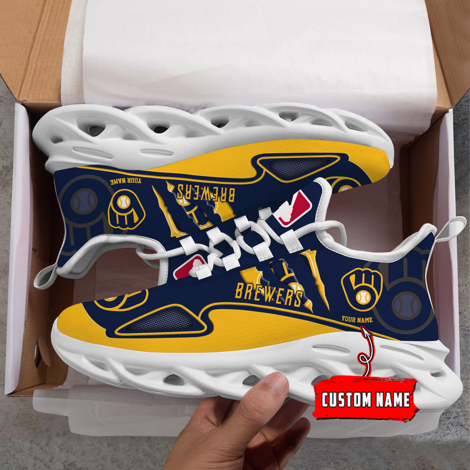 Ideafootwear Milwaukee Brewers Max Soul Shoes Sneakers For Men And Women
