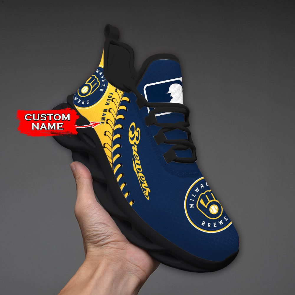 Ideafootwear Milwaukee Brewers MLB Max Soul Shoes Sneakers For Men And Women