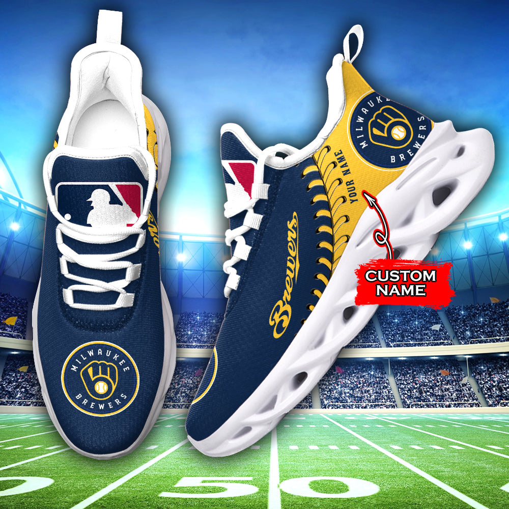 Ideafootwear Milwaukee Brewers MLB Max Soul Shoes Sneakers For Men And Women