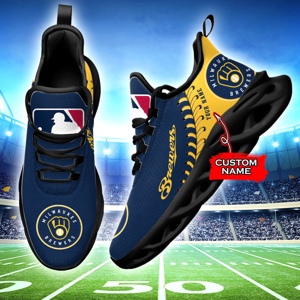 Ideafootwear Milwaukee Brewers MLB Max Soul Shoes Sneakers For Men And Women