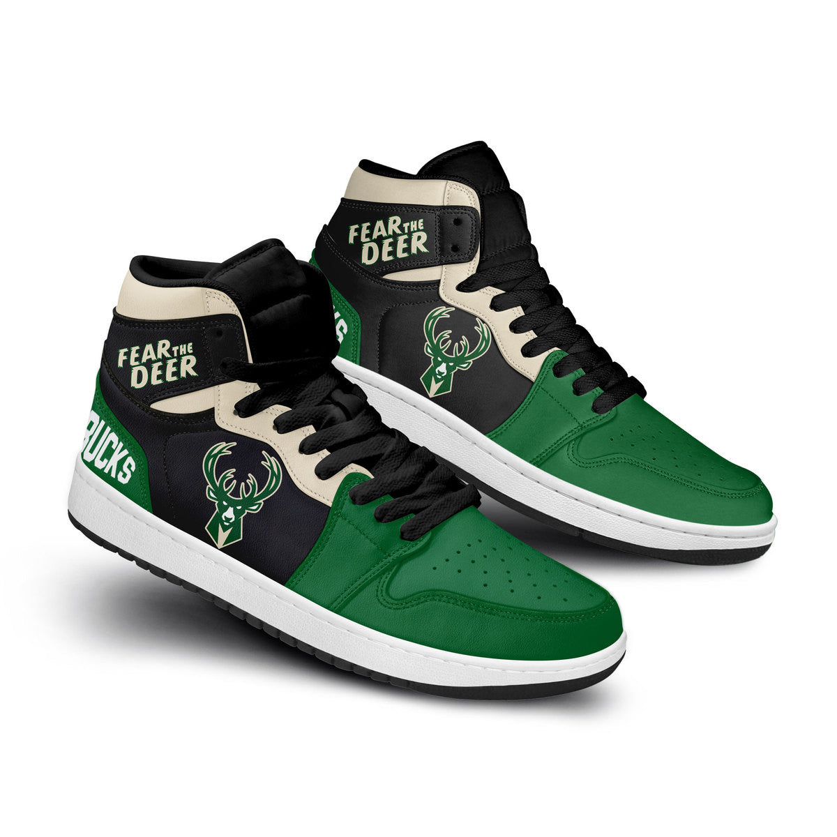 Ideafootwear Milwaukee Bucks AJ1 High Sneakers Shoes For Men And Women