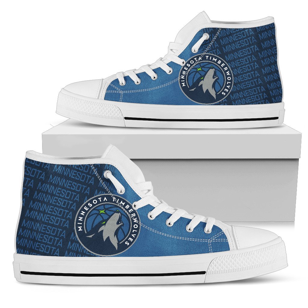 Ideafootwear Minnesota Timberwolves High Top Canvas Sneakers Shoes For Men And Women