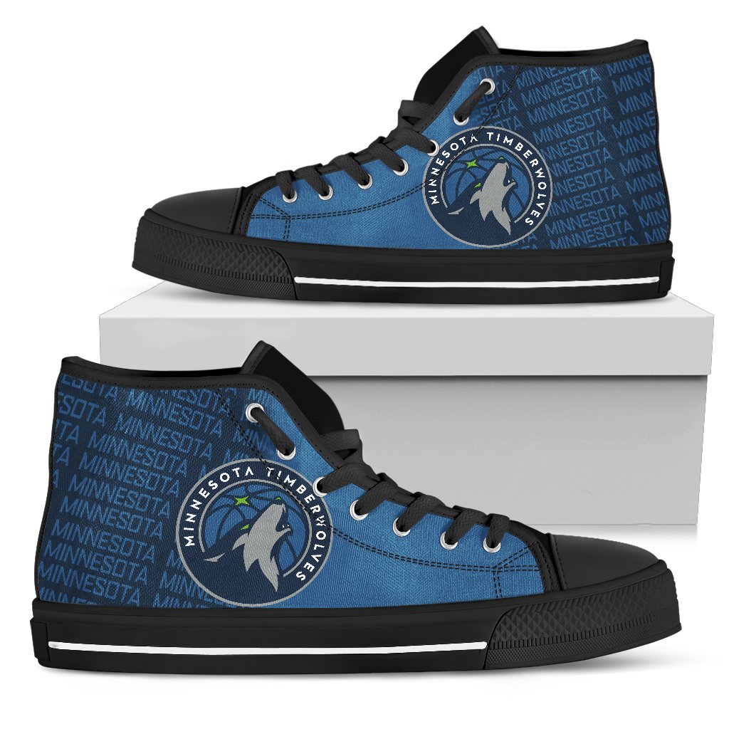 Ideafootwear Minnesota Timberwolves High Top Canvas Sneakers Shoes For Men And Women