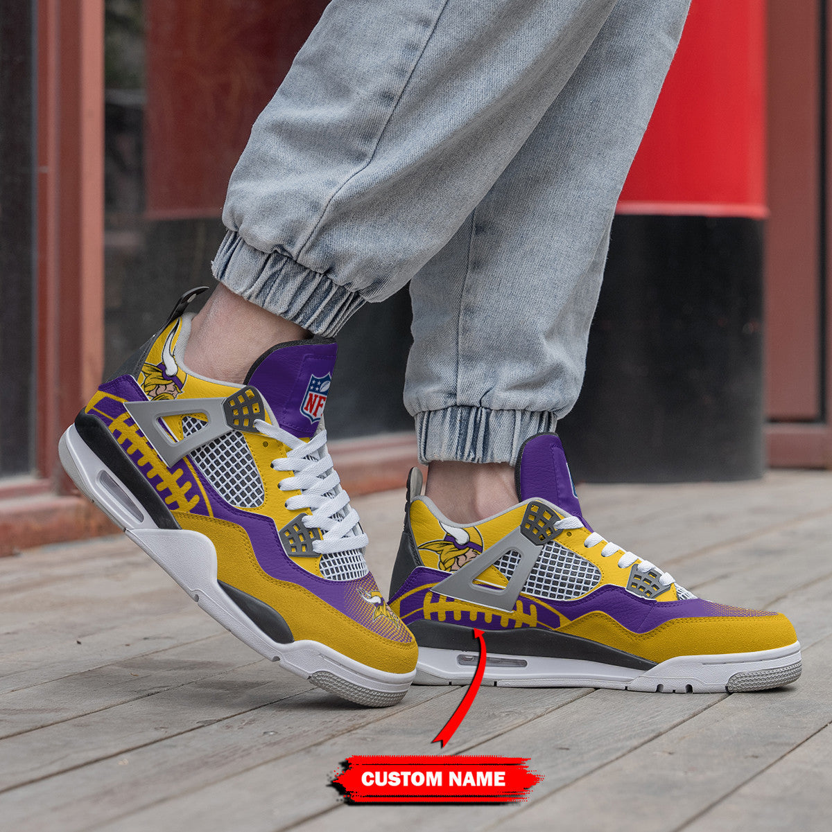 Ideafootwear Minnesota Vikings AJ4 Sneakers Shoes For Men And Women