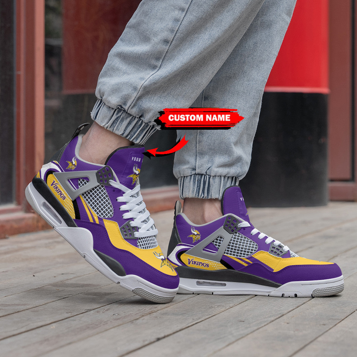 Ideafootwear Minnesota Vikings AJ4 Sneakers Shoes For Men And Women