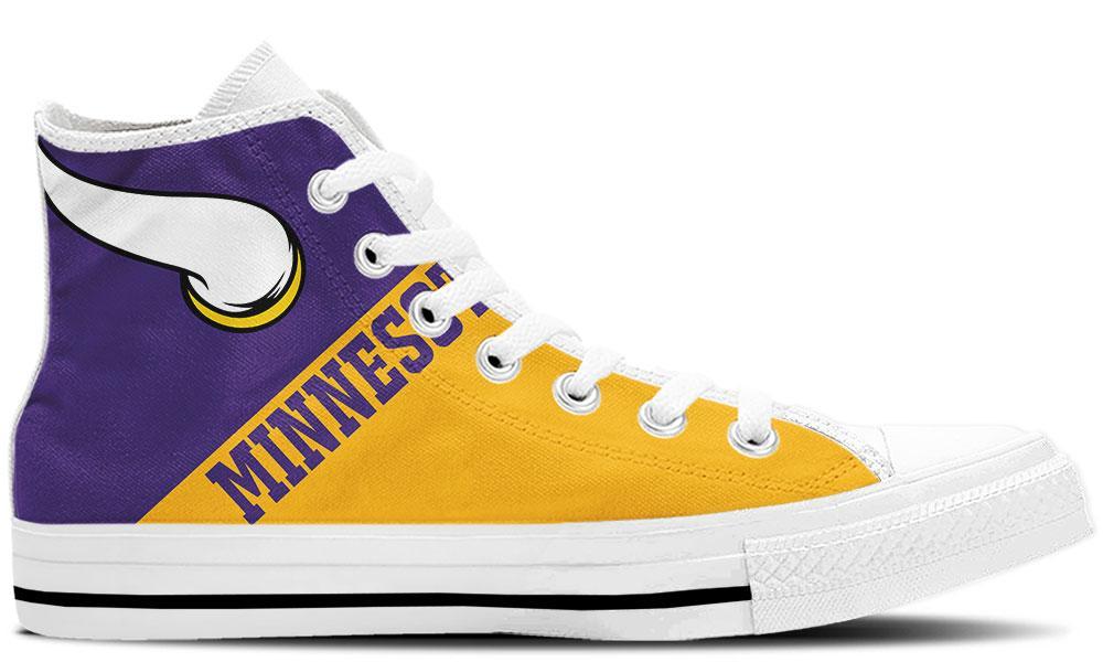 Ideafootwear Minnesota Vikings Low Top Canvas Sneakers Shoes For Men And Women
