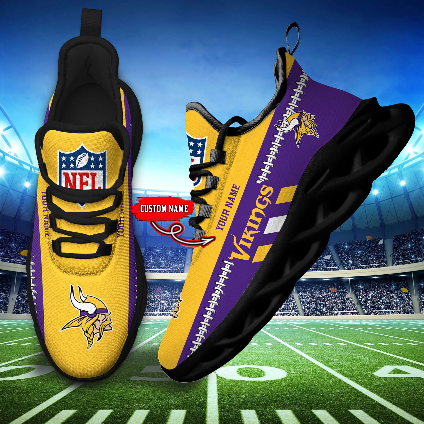 Ideafootwear Minnesota Vikings Max Soul Shoes Sneakers For Men And Women
