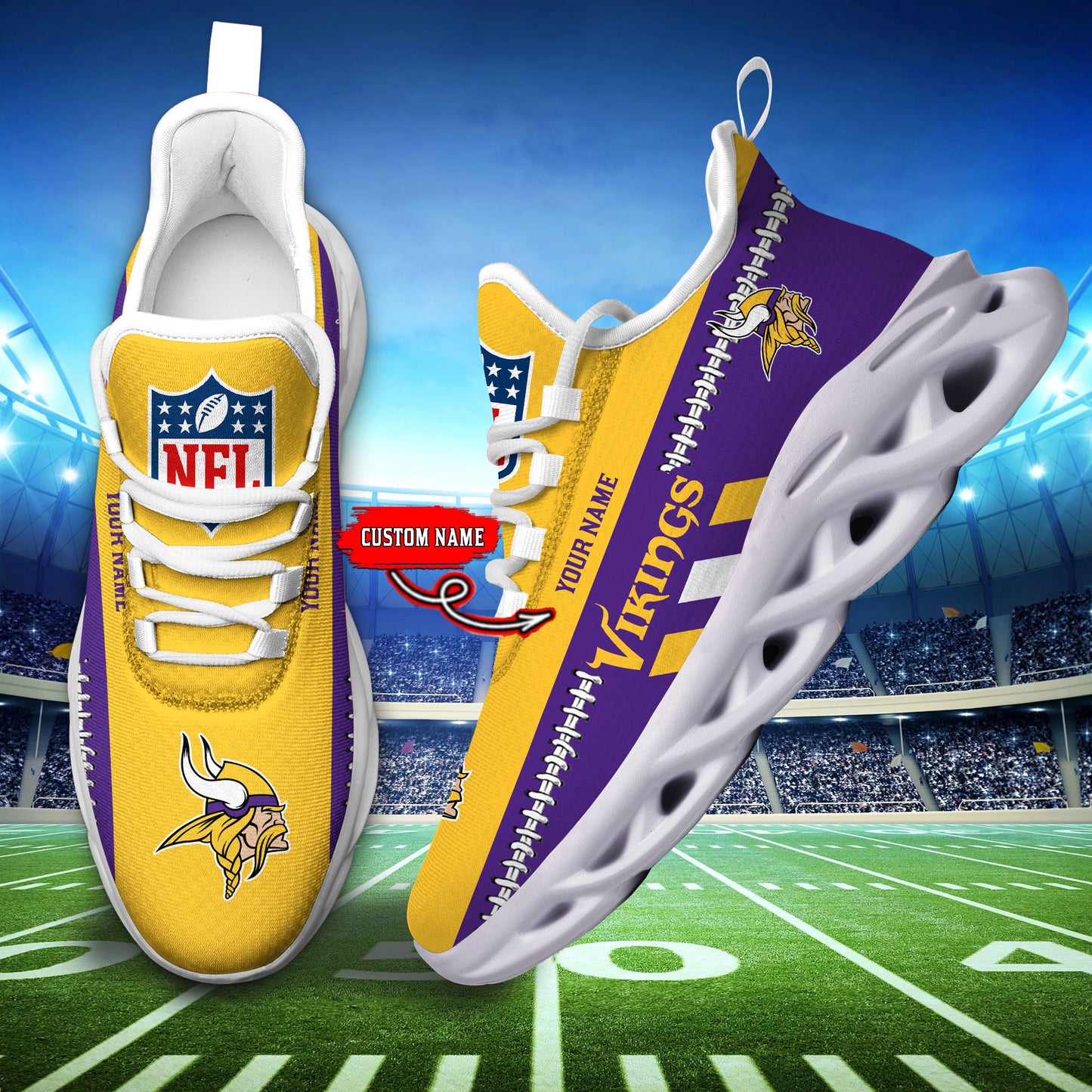 Ideafootwear Minnesota Vikings Max Soul Shoes Sneakers For Men And Women