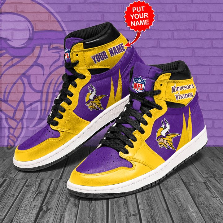 Ideafootwear Minnesota Vikings NFL AJ1 High Sneakers Shoes For Men And Women