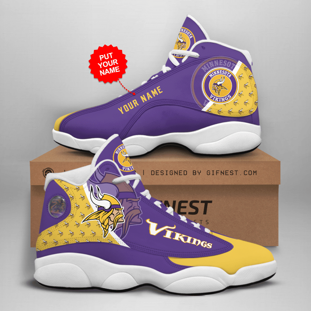 Ideafootwear Minnesota Vikings NFL AJ13 Sneakers Shoes For Men And Women
