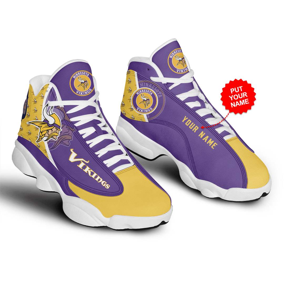 Ideafootwear Minnesota Vikings NFL AJ13 Sneakers Shoes For Men And Women