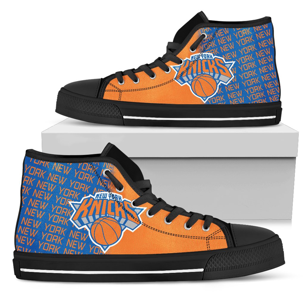 Ideafootwear New York Knicks High Top Canvas Sneakers Shoes For Men And Women