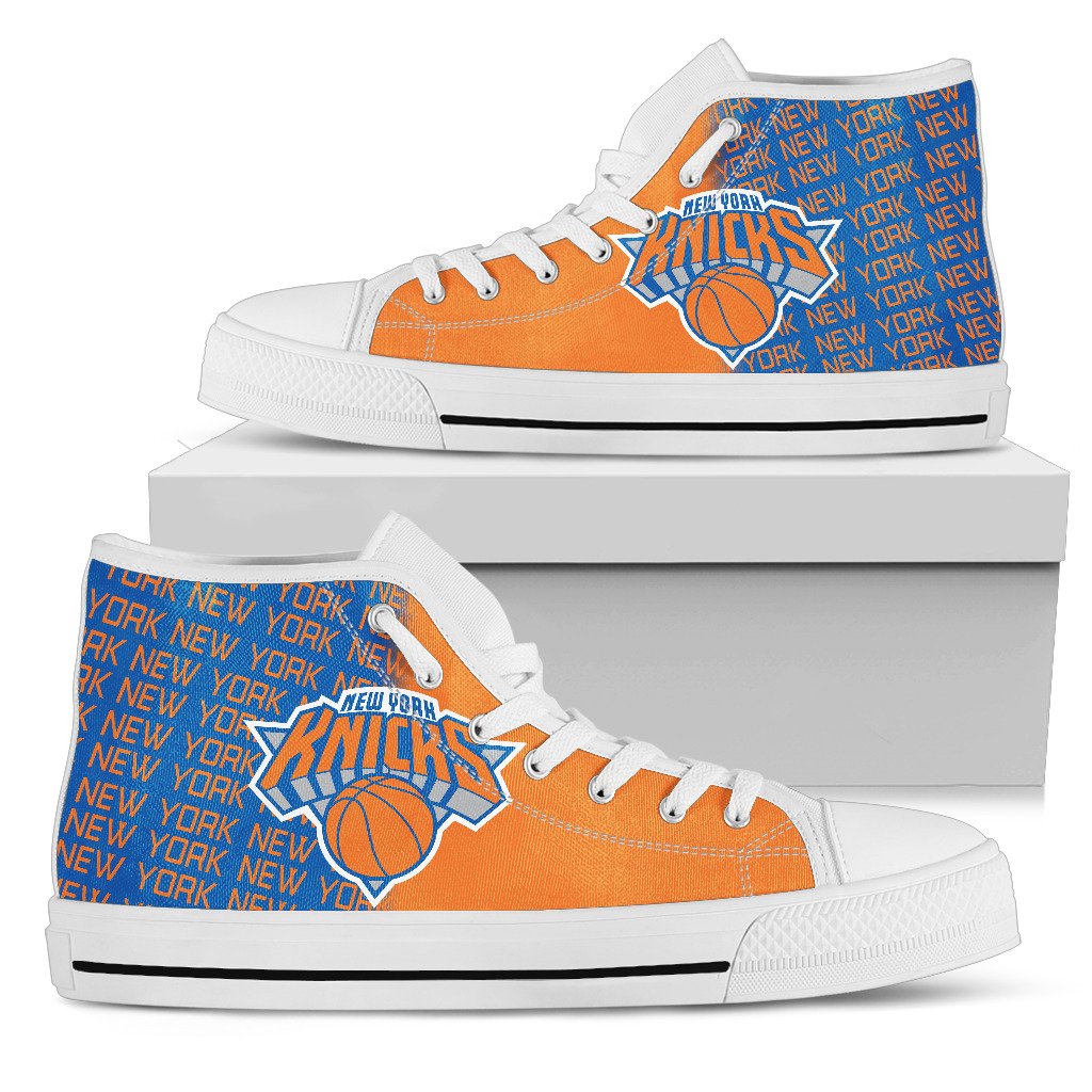 Ideafootwear New York Knicks High Top Canvas Sneakers Shoes For Men And Women