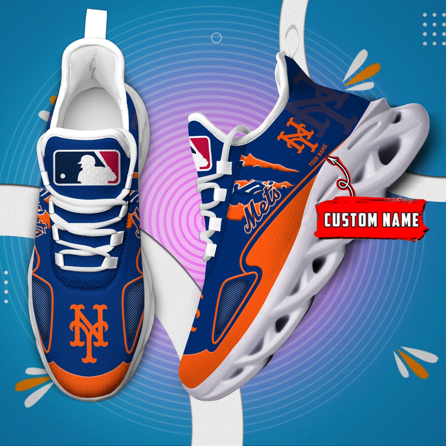 Ideafootwear New York Mets Max Soul Shoes Sneakers For Men And Women